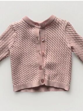 Little Me Baby Pink Knit Button-Up Cardigan | Size: 9M
